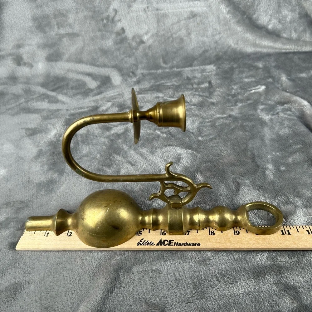 Wall Sconce Brass Hanging Candle Holder Heavy Colonial‎ Style Cottagecore MCM